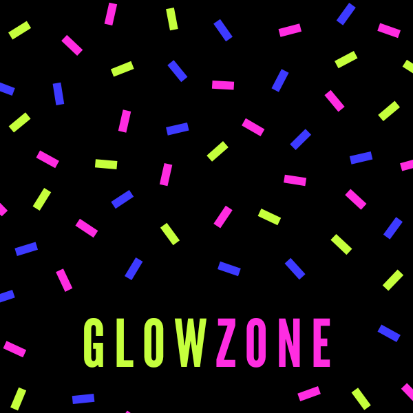 black background with neon sprinkles.