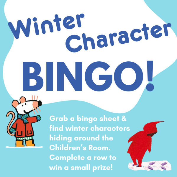 Maisy and Peter from the Snowy Day on a blue background.