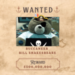wanted poster of Bill the Bear as pirate.