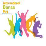 colored silhouettes of children in dance poses.