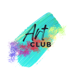 Turquoise paint stroke with colorful splotches.