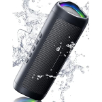 a bluetooth speaker with water droplets
