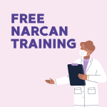 Free Narcan Training with graphic of nurse