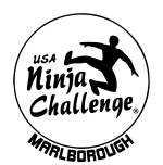 Black ninja figure and black text.