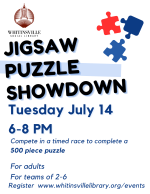 Puzzle Showdown July 14 at 6 PM.