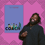 jason reynolds with his book, coach.