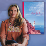 miranda cowley heller next to her book.