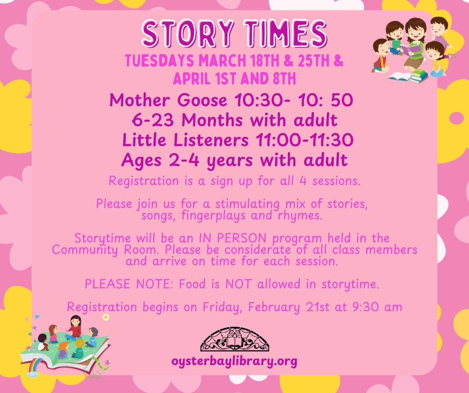 03/18/2025 | Little Listeners (ages 2-4 years with Adult) | Oyster Bay ...