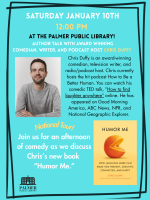 Author Talk with Chris Duffy Saturday January 10th 12:00-1:30  in the Community Room Chris will be d