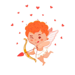 image of baby cupid with a bow and arrow and hearts