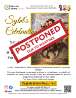 This is the flyer for Sybil's Celebration Postponed