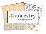 Ancestry logo backed by sample documents