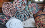 Quilted bed rolls.