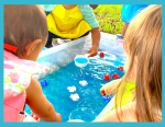 Children playing in water.
