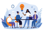 A group of people meeting around a table.