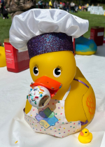 Rubber duck dressed up as a chef.