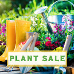 Gardening boots, tools and plants.