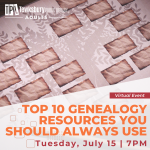 genealogy event july 15