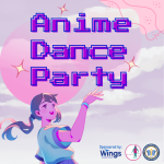 Purple sky background with an anime girl reaching up toward pink bubbles. In the foreground, purple 