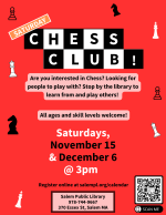 Saturday Chess Club flyer.