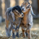 two baby goats standing