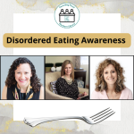 background: marble foreground: 3 light skinned women title: disordered eating panel