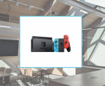 background sherborn library teen room foreground nintendo switch consol