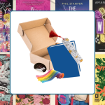 background books foreground box book bookmark and sticker