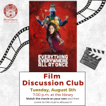 Reel of film, movie cover in the middle.