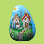 Cottagecore Rock Painting