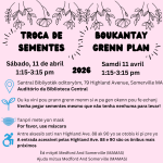 Flyer for Seed Swap with MAMAS in Portuguese and Haitian Kreyole