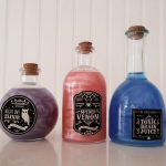 Three potion bottles side by side