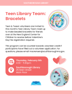 Teen Library Team: Bracelets flyer.