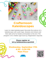 Crafternoon Kaleidoscopes flyer