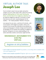 Virtual Author Talk: Joseph Lee flyer