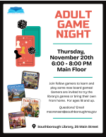 Adult Game Night flyer