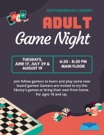Adult Game Night flyer