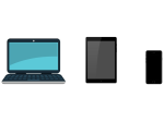 Picture of a laptop, a tablet, and a smart phone