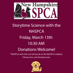 nhspca storytime science March 13 10:30am