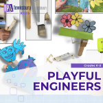 A variety of STEM creations made of paper, fasteners, and other common items. 