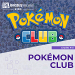 blue pokemon background with pokemon logo promoting library event