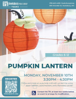 Come and create an autumnal craft with us! We’ll be using paper lanterns, paint/markers, and a fla