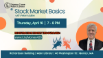 Stock Market basics with Peter Mullen, Thursday, April 16, 7 PM, Registration Highly Encouraged: www