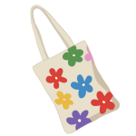 A graphic of a canvas tote bag with flowers on it.