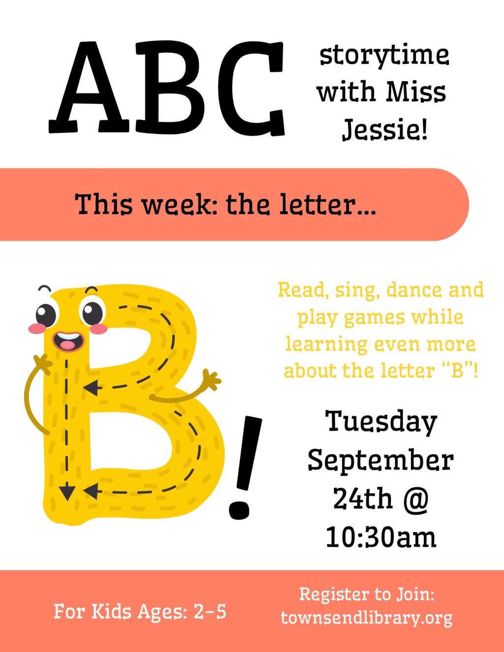 09/24/2024 ABC Storytime with Miss Jessie! Townsend Public Library