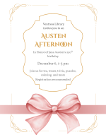Gold accented invitation with a large pink bow at the bottom