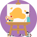 Easel and painting supplies