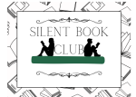 Two human figures in silhouette, sitting reading with the words Silent Book Club