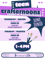 June Crafternoon Flyer for teens.