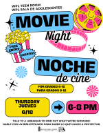 June Teen Movie Night Flyer.